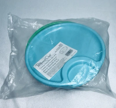 Pampered Chef Outdoor Party Plates 6 Pc 2823 10" Blue Green Retired Picnic NEW - Image 1 of 4