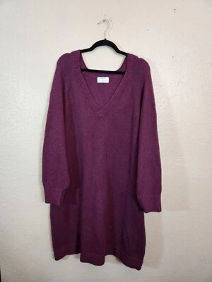 Old Navy Women's Purple Solid V-Neck Long Sleeve Midi Sweater Dress Size XXL - Image 1 of 4