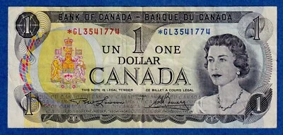 Canada $1 (1973) BC-46aA / P-85a(1) CIRCULATED REPLACEMENT NOTE  *GL3541774 - Image 1 of 2