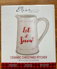 Elise For Elisa “Let it Snow “ Holiday Ceramic Pitcher With Glossy Decoration