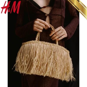 H&M 2025 Fringed Straw Bag Beige Ladies Hand Bag Free Shipping - H&M Original - Picture 1 of 7