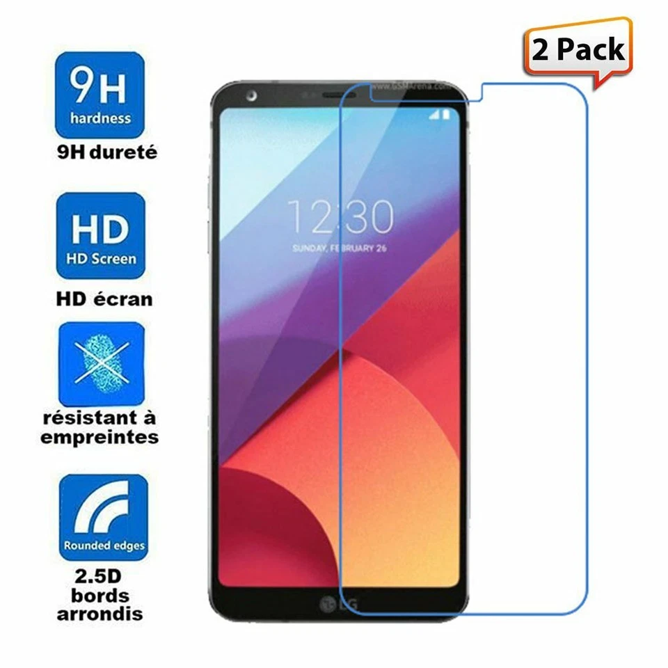 LG G6 Screen Protector Tempered Glass / 9H Hardness / 2 Packs / Case Friendly - Imagem 1 de 4