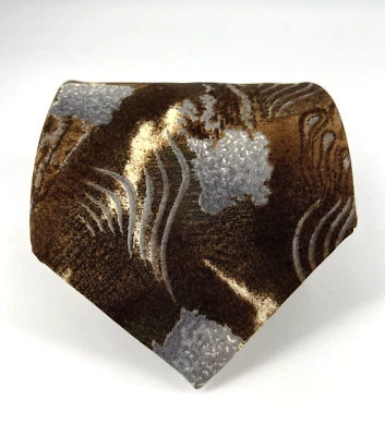 Corbata Henry Grethel Para Hombre 100% Seda Marrón Gris Abstracta Orgánica Retro EE. UU. Foto 1 de 4