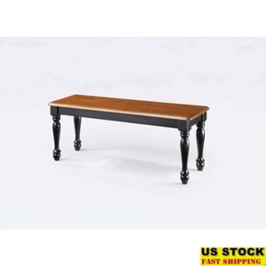 Farmhouse Solid Wood Dining Bench W/ Elegant Two Tone Finish Kitchen & Dining US - Picture 1 of 6