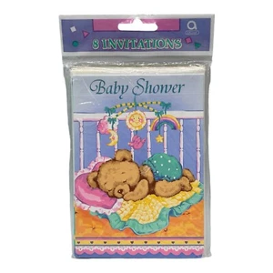 Invitaciones Baby Shower Vintage 8 Invitaciones Oso para Dormir - Nuevo Stock Antiguo - Imagen 1 de 5