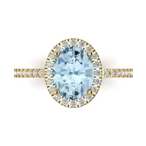 2.27 tcw Oval Cut Engagement Ring, 14K Yellow Gold Simulated Diamond - Picture 1 of 40