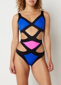 AGENT PROVOCATEUR MAZZY BADEANZUG BLAU ROSA GRÖSSE MEDIUM/AP3 BRANDNEU MIT ETIKETT - Bild 1 von 4