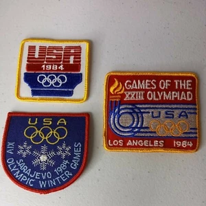 Lote 3 parches bordados olímpicos de verano de invierno 1984 Juegos de Los Ángeles Sarajevo - Imagen 1 de 7