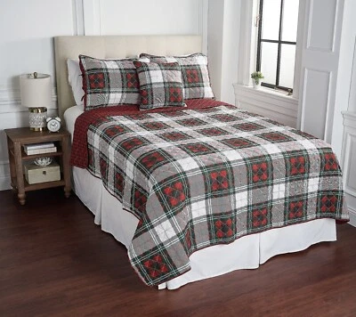 Conjunto de colcha xadrez reversível Home Reflections com travesseiro - Queen - Holiday h226633 - - Imagem 1 de 2