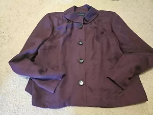 Dialogue Purple Vintage Inspired 3/4 Sleeve Tweed Blazer Jacket Women's XL Used - Picture 1 of 10