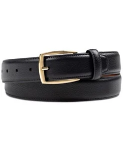 Club Room Belt Mens Medium Faux Leather Pebble Grain Stretch Belt Black/Gold NWT - Picture 1 of 6