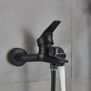 Schwarz Wannenarmatur Badewannenarmatur Wasserhahn Bad Wasserfall Mischbatterie - Picture 1 of 6