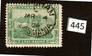 BJ’s 445* TASMANIA 1902-1912 1/2d LAKE MARION STITCH Wmk. V/C P12.4 FU - Picture 1 of 2