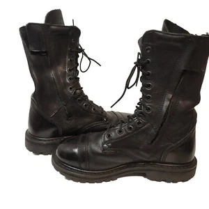 Rocky 10" Women's Size 7 MW Combat Zipper Paraboot Black Leather Boots 4090 - Picture 1 of 20