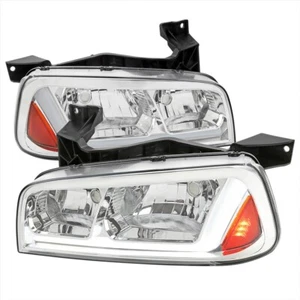 For Dodge Charger 05+ Chrome Housing Headlights White DRL Sequential Turn Signal - Picture 1 of 3