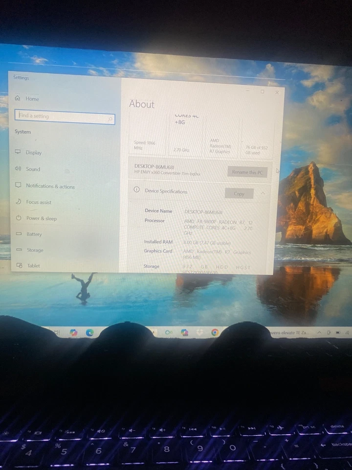 HP Envy X360 15M-BQ021DX-FB-R 15.6" AMD FX-9800P 2.7GHz 8GB RAM 1TB HDD... - Image 1 of 3