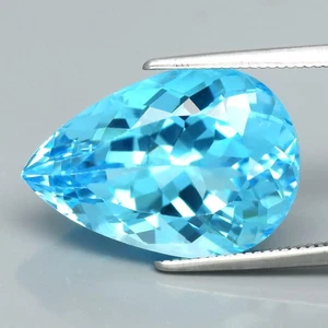 💎 15.14ct 18.5x12.8mm VVS Pear Natural Sky Blue Topaz - Brazil Gemstone - Picture 1 of 4