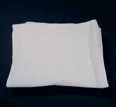 Manta de bebé Beacon vintage tejida de algodón suave retazos blanco puro WPL 1675 Foto 1 de 4