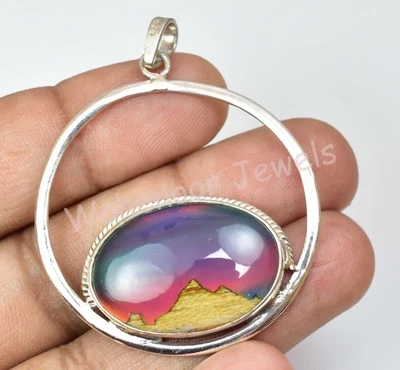 Einzigartig 33.8Ct Mountain Polarlicht Opal Designer 925 Sterlingsilber Für Gift - Bild 1 von 4