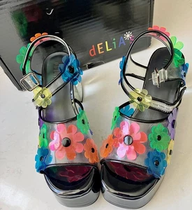 ZAPATOS DELIA'S by DOLLS KILL. PETAL PIXIE. NEGRO. TALLA 7M. TACONES PVC.  NUEVO EN CAJA - Imagen 1 de 11