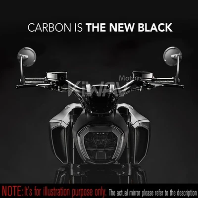 Espejos retrovisores redondos mate negro fibra de carbono 6mm para Triumph Thruxton 09- Foto 1 de 4