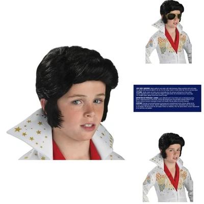 Peluca de Elvis Presley para niños - Disfraz negro ligero característica para eventos divertidos Foto 1 de 4