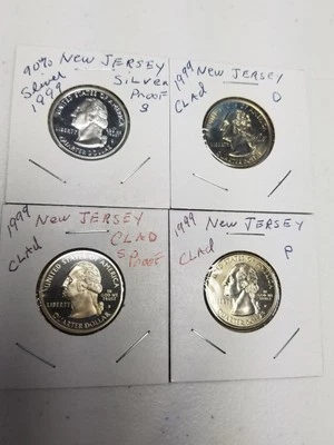 1999-S New Jersey Statehood Quarter Silver & Clad Proofs 4 Coin Set - Image 1 of 4