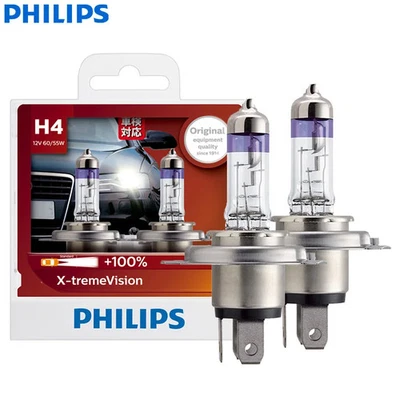 Philips X-tremeVision H4 Car Halogen Headlight 12V 60/55W Original High Low Beam - Image 1 of 4