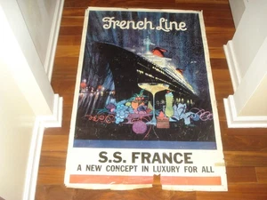 VINTAGE 1962 SS FRANCE LUXERY OCEAN LINER TRAVEL POSTER, B. PEAK ART, NICE LOOK - Picture 1 of 8