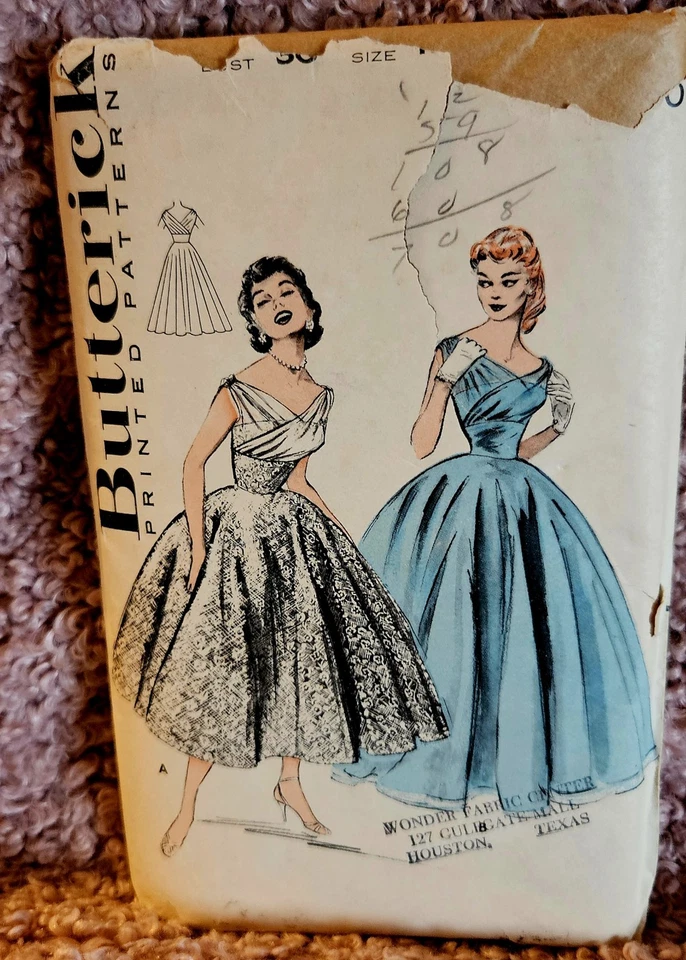 Vestido Bailarina y Noche Años 50 De Colección Patrón BUTTERICK 6810 Talla 12 Sin Cortar Foto 1 de 4