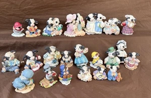 Lot Of 22 Vintage EnescoMary’s Moo Moos Cow Figurines Spring Summer Birthdays - Picture 1 of 8