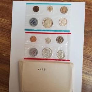 1964 Proof Set P&D Original Envelope 90% Silver 10 Coins (Exact Set Shown) 64-1 - Picture 1 of 5