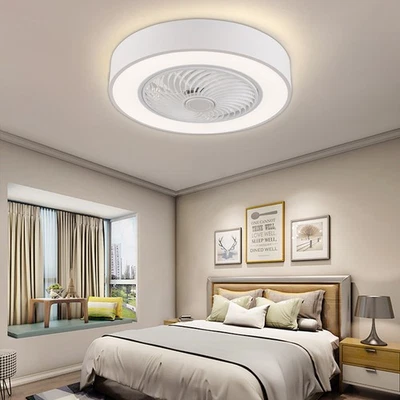22'' Modern LED Ceiling Fan Light Flush Mount Dimmable Chandelier Lamp w/ Remote - Image 1 of 4