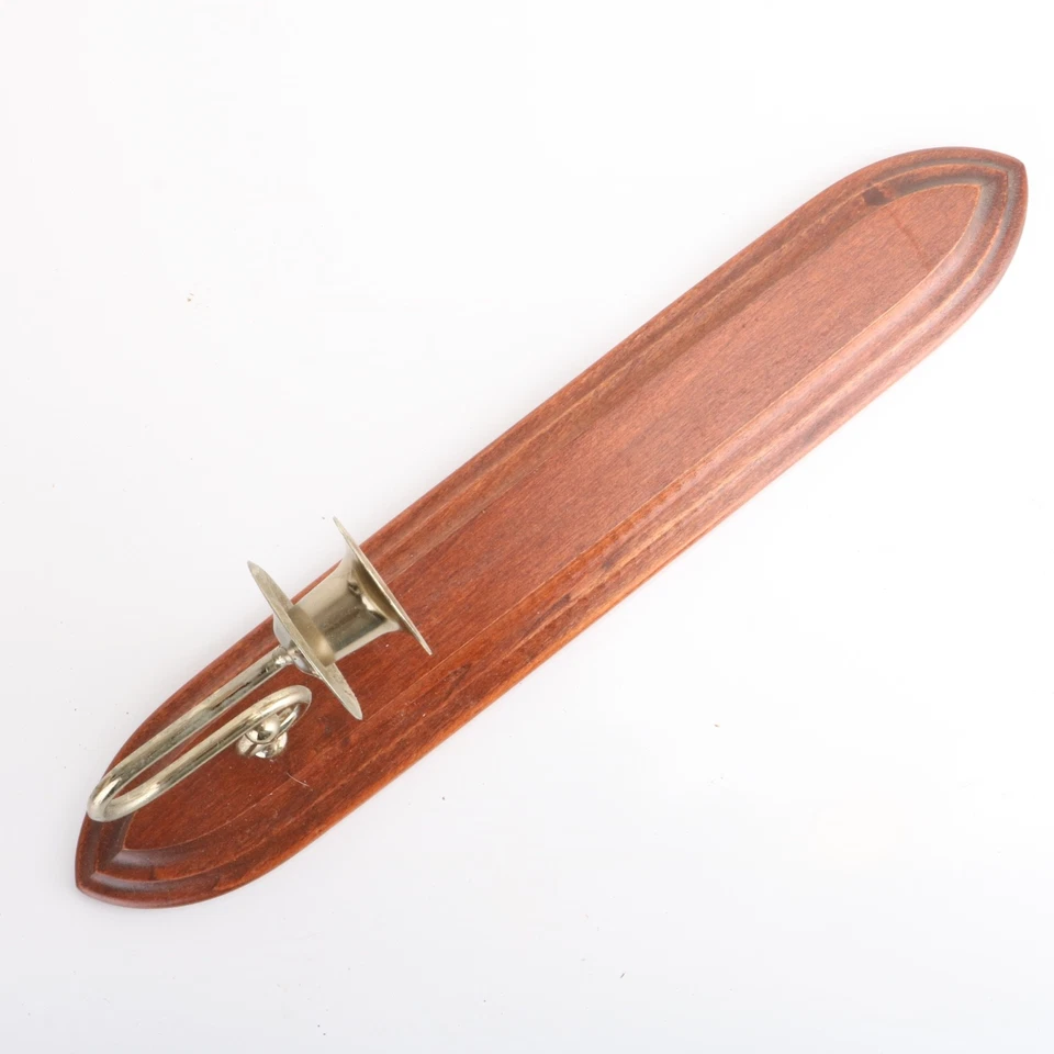 Wall Sconce Candle Holder Votive Cup Brown Wood Brass - Image 1 of 4