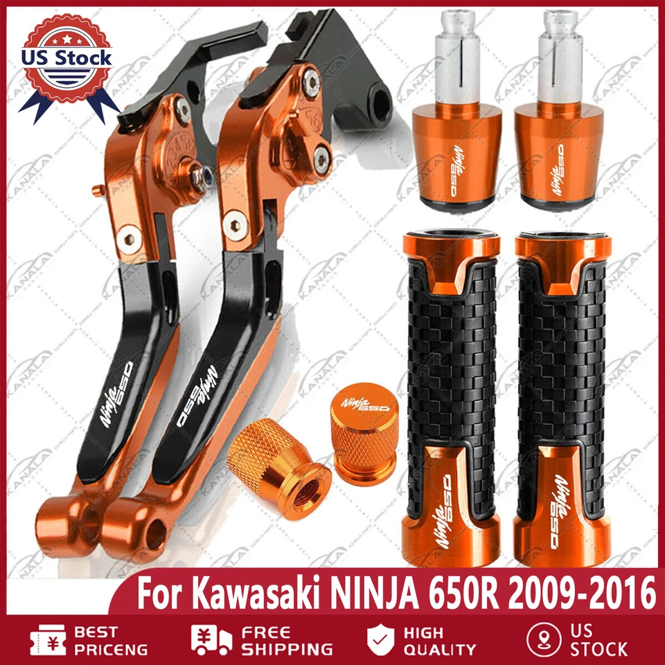 CNC Handle Grips Cap Brake Clutch Levers Set For Kawasaki NINJA 650R 2009-2016  Foto 1 de 1