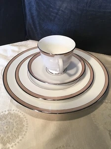 Lenox Onyx Frost 10-7/8" Dinner Plate, Salad Plate, Cup & Saucer New With Flaws - Picture 1 of 11