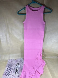 OQQ Women’s Mini Dress Sexy Sleeveless Crew Neck Ruffle Candy Pink Size Small ZZ - Picture 1 of 7