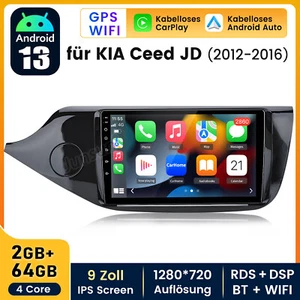 Für Kia Ceed 2012-2016 Wifi Head Unit Autoradio GPS Sat Nav Andoid13 DAB CARPLAY - Bild 1 von 14