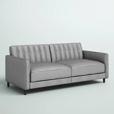 McDuffie 81" Linen Square Arm Sleeper Sofa - Stripe Gray  MSRP $439.99 Cover