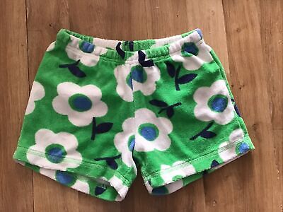 Girls Mini Boden Towelling Shorts Age 6, Green White Flowers • 3.46€