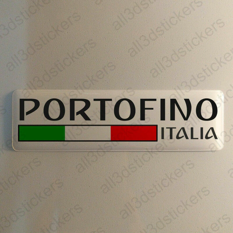 Portofino taly Sticker 4.70x1.18" Domed Resin 3D Stickers Flag Gel Adhesive - Image 1 of 1