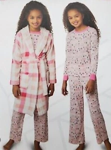 EDDIE BAUER 3 PIECE SLEEP SET - 2 PIECE PAJAMA SET WITH ROBE - PINK/GIRLS - M  - Picture 1 of 7
