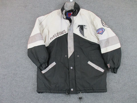 Vintage Atlanta Falcons Jacket Adult L Full Zip NFL Pro Player 90s Puffer Mens * Cover