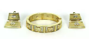 Vintage 1960er PASSENDES RUNWAY ARMBAND & OHRRINGE ELEFANTEN GOLD SILBER ANCLIP - Bild 1 von 12