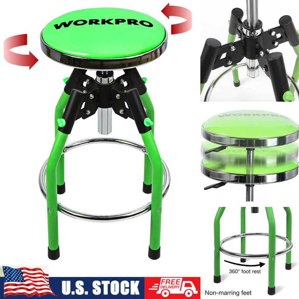 WORKPRO Adjustable Hydraulic Shop Stool Garage Bar Stool HeavyDuty 330Pounds Max - Image 1 of 4