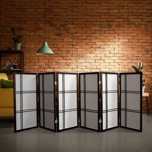 3 ft. Short Double Cross Shoji Screen - Walnut - 6 Panels 6 Panel - Picture 1 of 6