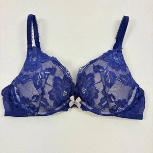 Sujetador pushup Victoria's Secret para mujer 34B acolchado con aros encaje púrpura años 2010 Y2K - Imagen 1 de 9