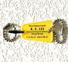 Vintage Keychain R. E. LEE Advertising Emblems Key Fob Ring JACKSONVILLE, ILL.