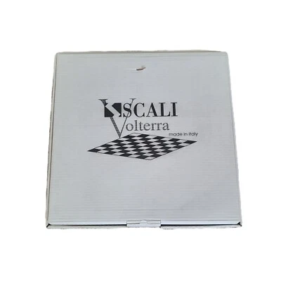 NIB Scali Volterra Genuine Alabaster Chess Set 3" King Black Brown Made In Italy - Image 1 of 4