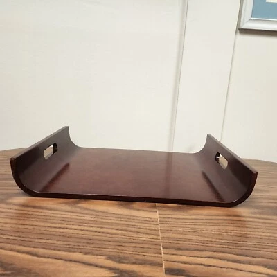 Bandeja vintage de trenó de madeira mogno com alças curvas   - Imagem 1 de 4